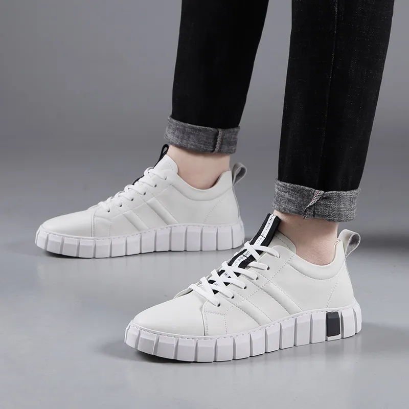 

New Arrival Men White Casual Comfort Shoes Fashion Lace Up Round Toe Male Trending Flat Platform Street Daily Zapatos ERRFC