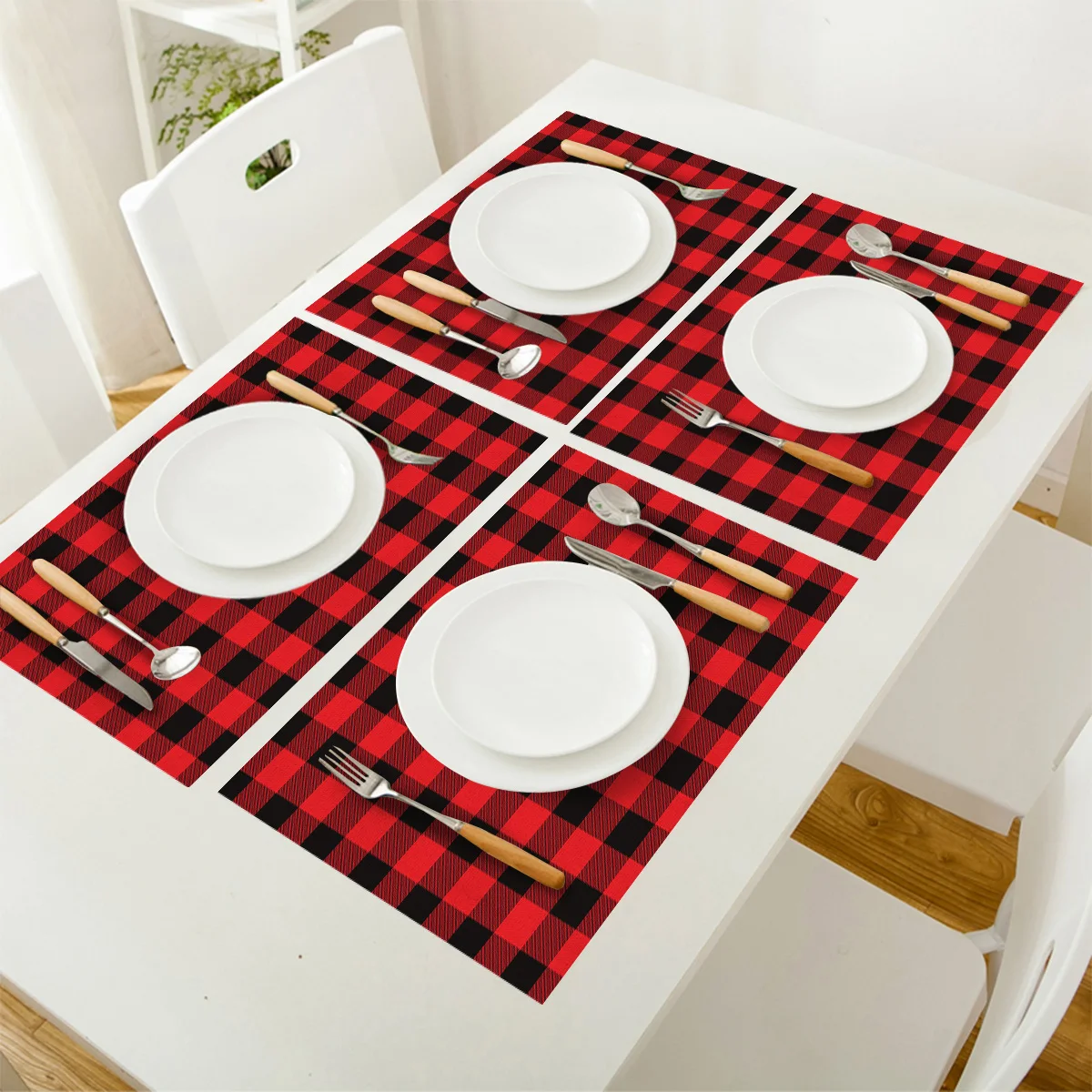 Набор ковриков для стола в клетку 4/6 шт.|Коврики и подложки| |