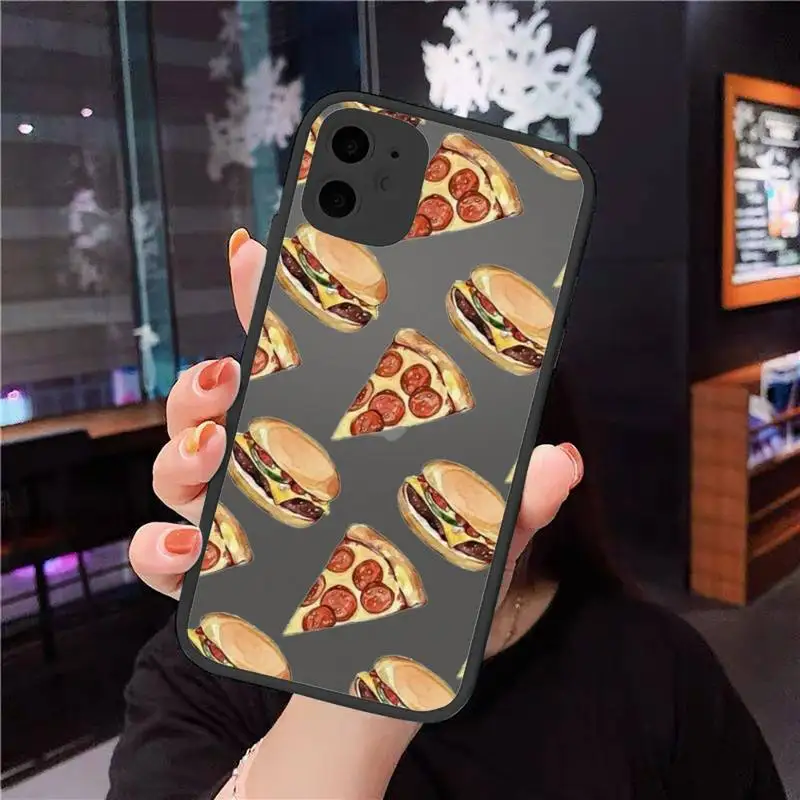 

food hamburger pizza Macaron Phone Cases Matte Transparent for iPhone 7 8 11 12 s mini pro X XS XR MAX Plus cover funda