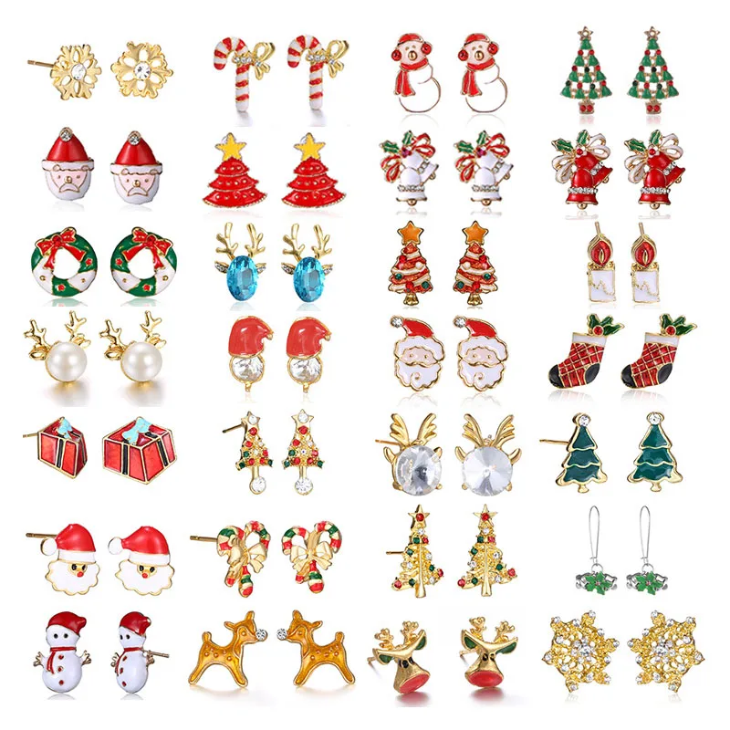 

Christmas Ornaments Elk Christmas Tree Cartoon Earrings Snowflake Santa Earrings Holiday New Year Gifts For Women