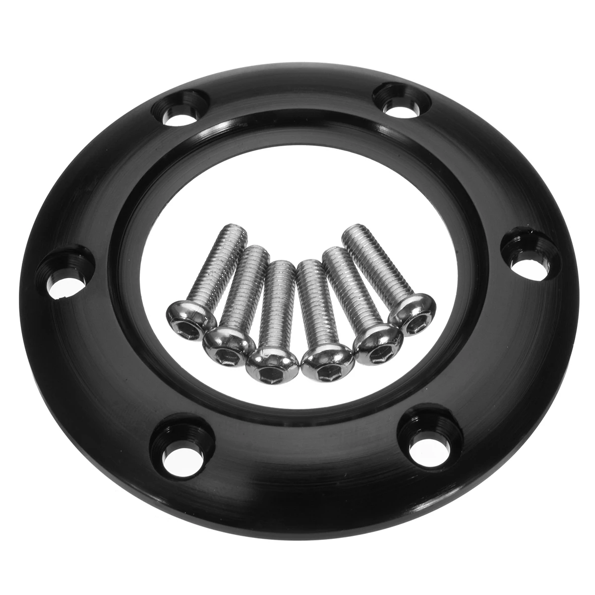 Гоночный автомобиль 6 болтов рулевое колесо с роговыми пуговицами черный