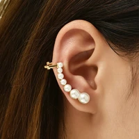 2021 vintage fashion white color pearl clip earring for women ear cuff girls jewerly gifts wholesale e016