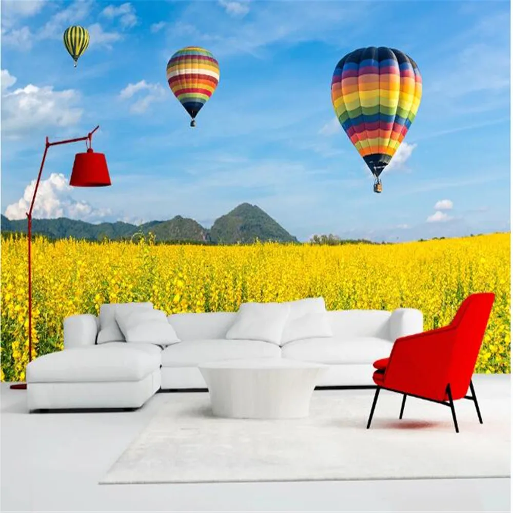 

milofi manufacturer custom wallpaper mural 3D natural scenery yellow flowers sea beautiful landscape painting background wall