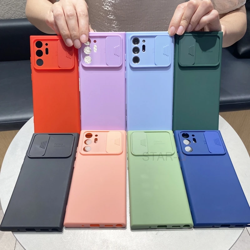 sliding camera lens protection phone case for samsung galaxy note 20 ultra note20 5g 20ultra soft silicone back cover free global shipping