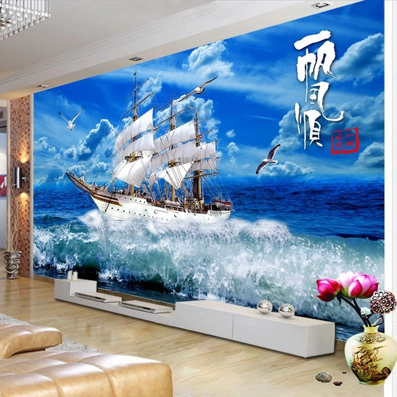 Самоклеящиеся обои на заказ большие настенные украшения для гостиной с морскими