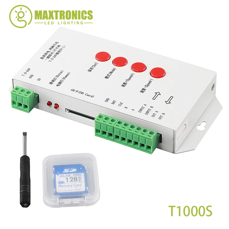 Лучшая цена T1000S SD-карта WS2801 WS2811 WS2812B LPD6803 светодиодный контроллер 2048 пикселей 5 ~ 24
