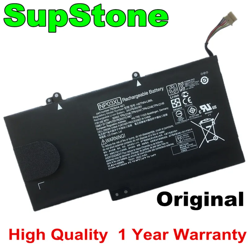 SupStone Original NP03XL HSTNN LB6L 760944 421 Аккумулятор для HP Pavilion X360 13 A010DX 15 U010DX TPN Q146