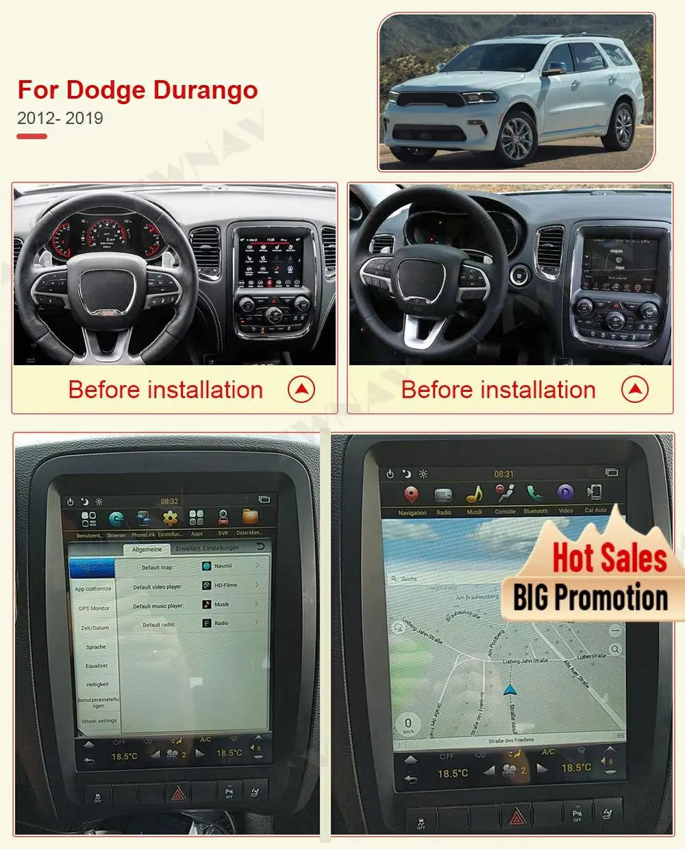 Carplay экран Tesla Android 9 плеер для Dodge Durango 2012 2013 2014 2015 2016 2017 2018 2019 GPS аудио Радио Стерео
