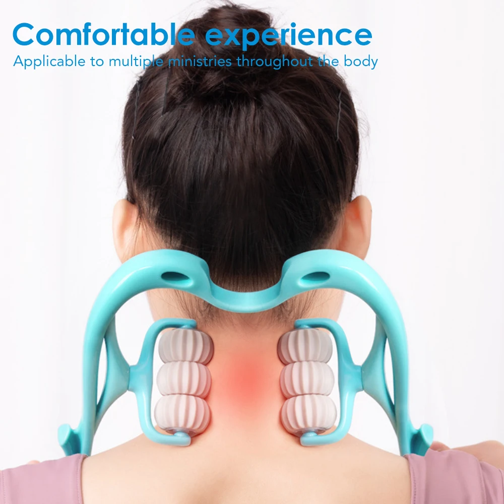 

Manual Neck Massager With 6 Roller Pressure Point Therapy Cervical Spine Massage Tool Relieve Hand/Legs/Body Fatigue Relax
