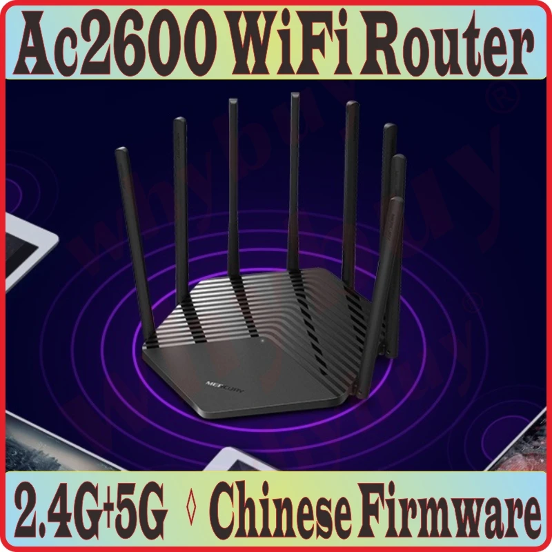 Chinese Firmware, 8 Antennas Wireless Router 802.11AC Double bands, 2.4GHz 800M+ 5GHz 1733M, 4 ports Gigabit AC2600 Huge WiFi