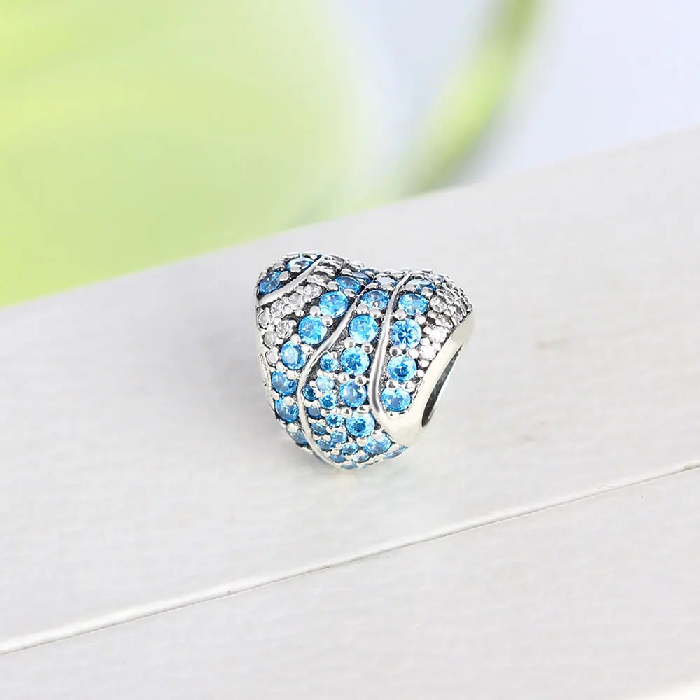 Паве прозрачные/синие подвески в форме сердца из фианита подходят для