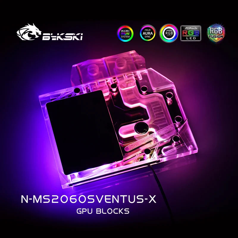 

Водяной блок Bykski GPU для MSI RTX2060 Super 8G VENTUS XS C OC, Водяной охладитель GPU, RGB/RBW светильник, N-MS2060SVENTUS-X