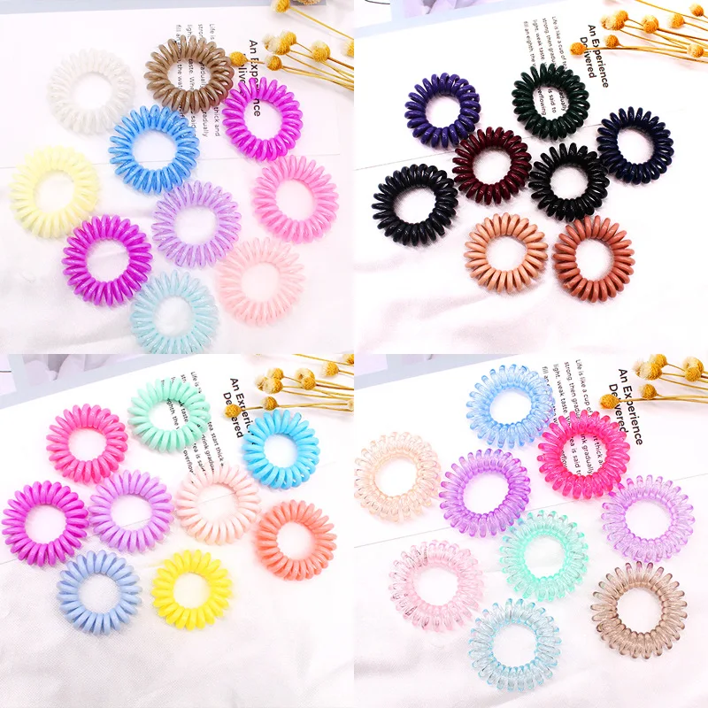 

Wholesale Mix 100Pcs Elastic Hair Bands Girls Hair Accessories Rubber Band Headwear Women Hair Rope Hair Ties Gum Telephone Wire