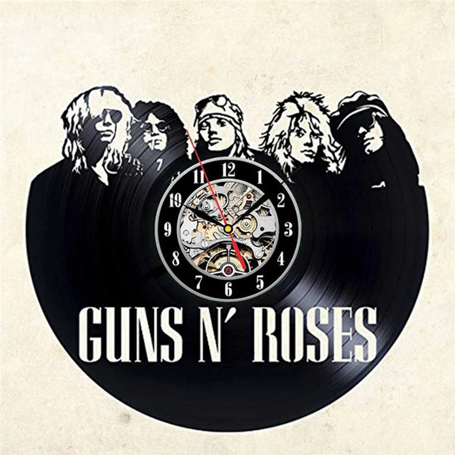 Guns N Rose Виниловая пластинка настенные часы современный дизайн Музыкальная Тема GnR Slash 3D наклейки винтажные часы в виде компакт-диска настенные часы домашний декор