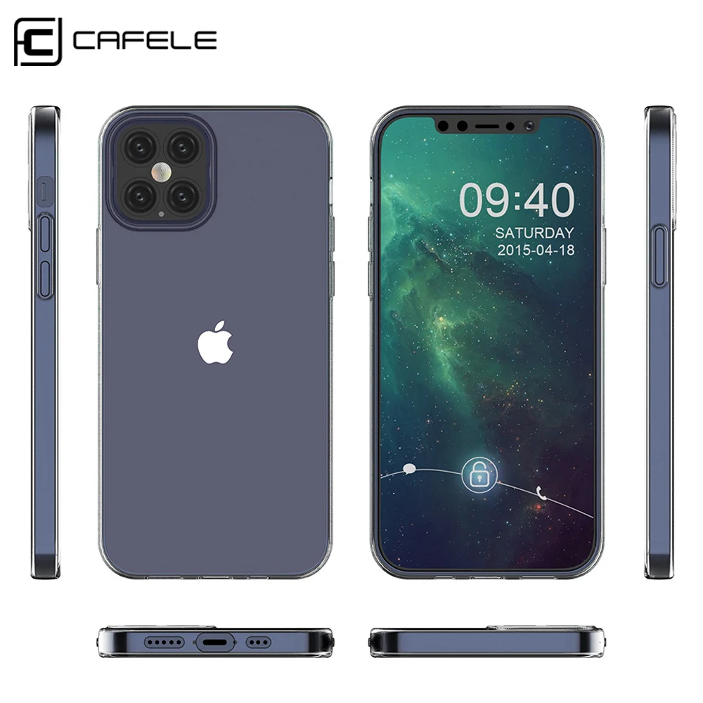 Прозрачный чехол Cafele для телефона iPhone 12 11 Pro Max Xs XR SE 2020 мягкий из ТПУ полная защита