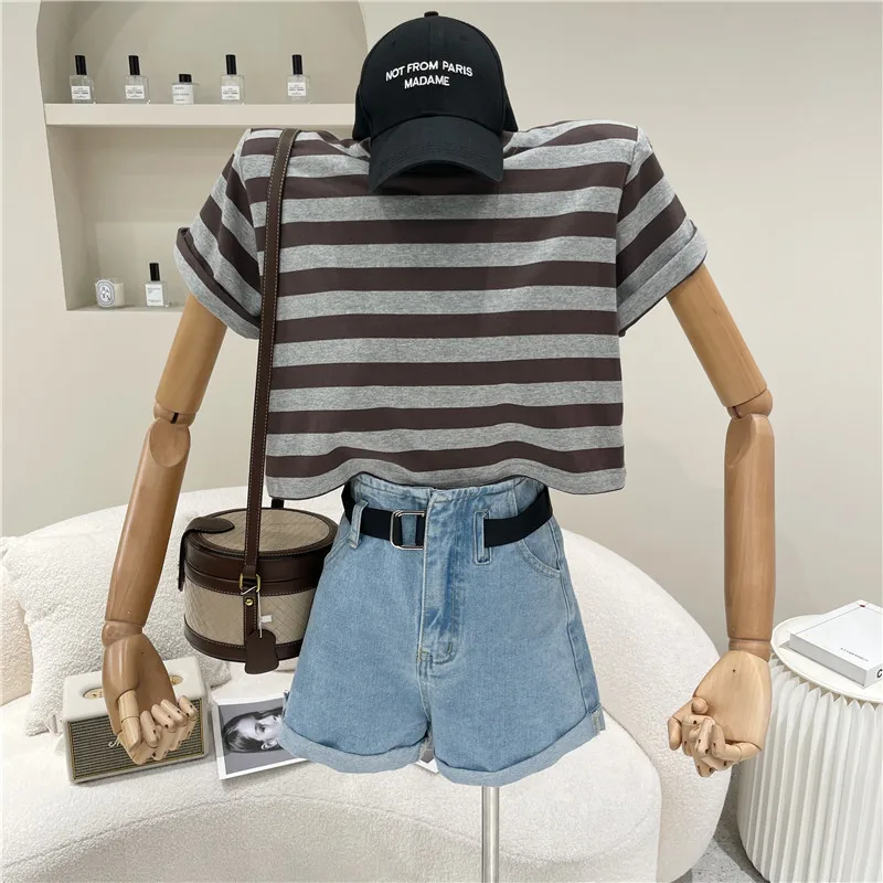 

Women's Clothing Spring Summer High Waist Denim Shorts 2021 New High Thin Loose Slim Wide Leg A Curling Hot Pants