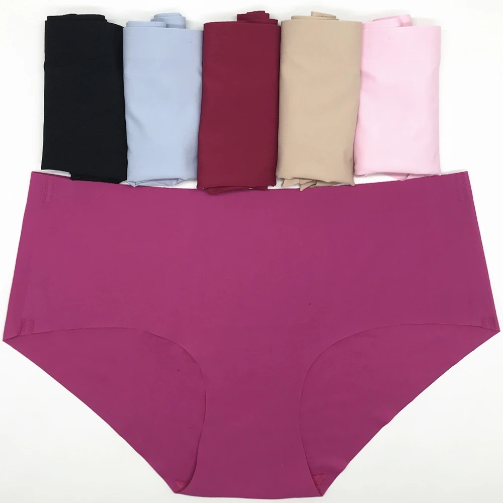 6 шт./лот бесшовные трусы женское нижнее белье из ледяного шелка однотонное