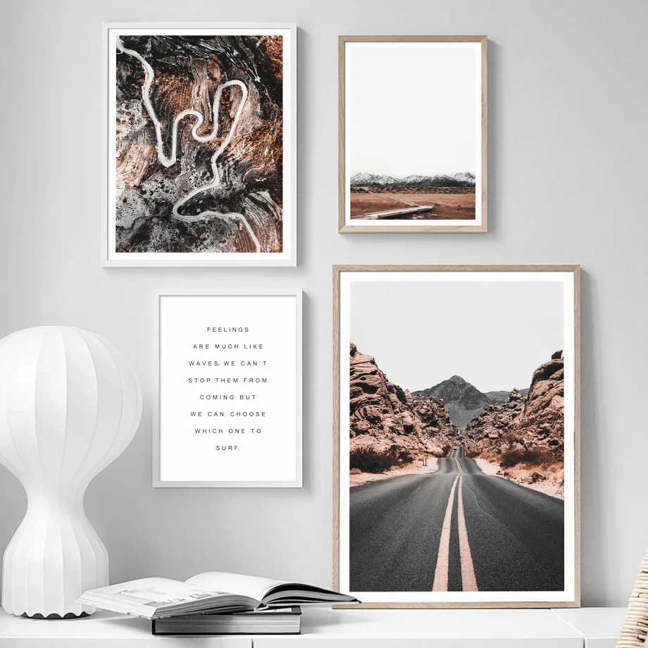 

Mountain Road Natural Landscape Quotes Wall Art Canvas Painting Nordic Posters And Prints Wall Pictures For Living Room Decor