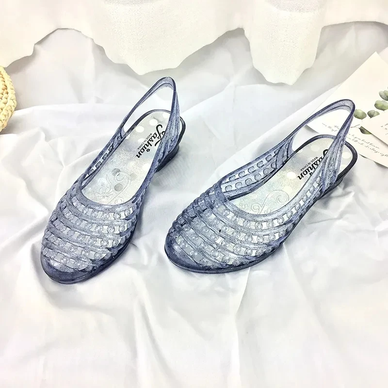 

Transparent slides women jelly shoes cheap loafers casual walking femme street basic summer mules
