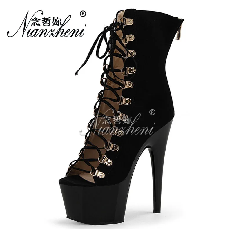 13cm Platform High Stripper Heeled Sexy Pole Dancing Shoes Super Big Size 5 Inches Ankle Women Boots Nightclub Fashion Models