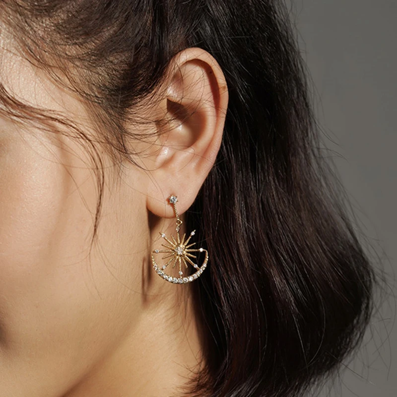 Yhpup модные роскошные шикарные CZ полые серьги подвески в форме звезды невесты