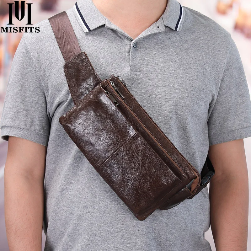 Нагрудная сумка MISFITS мужская из воловьей кожи модный Забавный дорожный поясной
