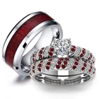 Парные кольца Carofeez, модные мужские кольца из нержавеющей стали с красным деревом, женские кольца с сердцем из циркония, обручальные кольца, подарок