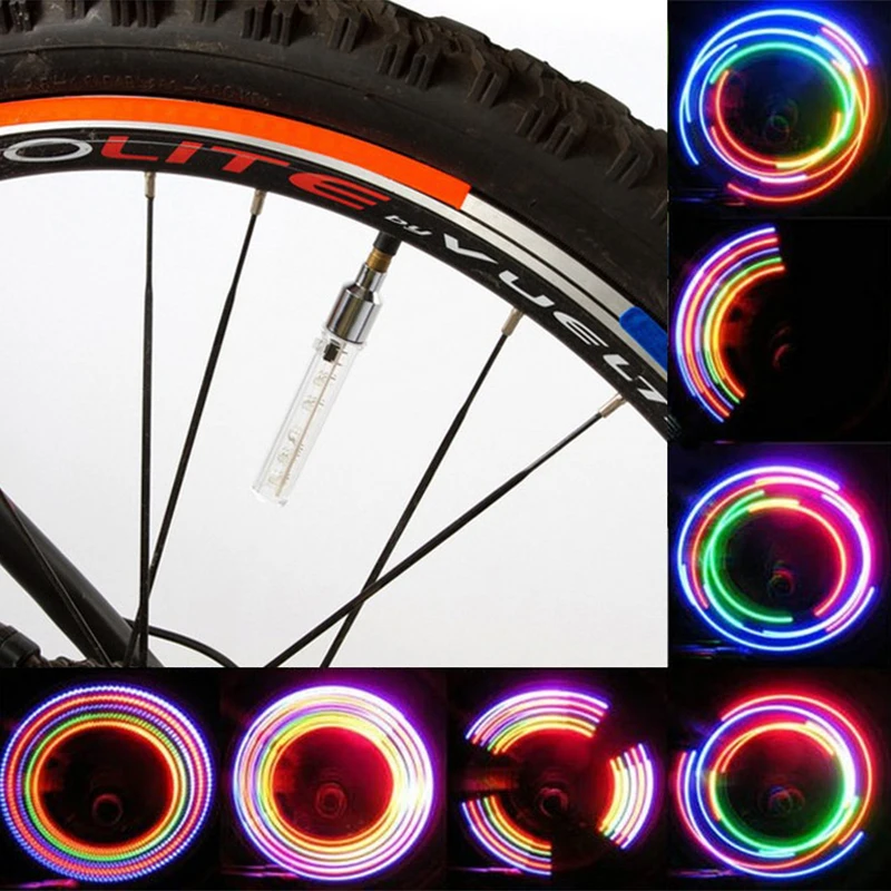 

TIOODRE 5 LED Colorful Lights Bicycle Wheel Bike Tyre Flashlight Tire Valve Light Caps Wheel Spokes LED Light Accessories
