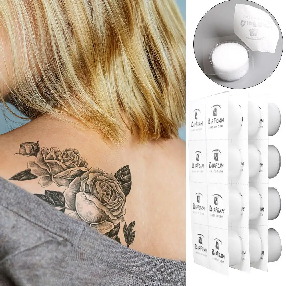 

24pcs Disposable Tattoo Cap Dip Foam Cleaning Cup for Tattoo Needles CartridgesTransparent Plastic-absorbing Box Packaging