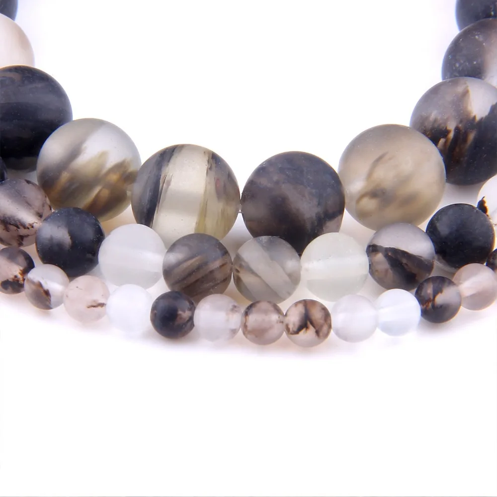Natural Matte Black watermelon stone Beads Frosted loose round natural spacer beads 6-12MM Pick Size For Jewelry Making | Украшения и