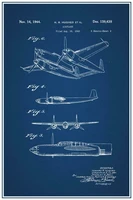 howard hughes airplane patent blueprint poster tin metal sign