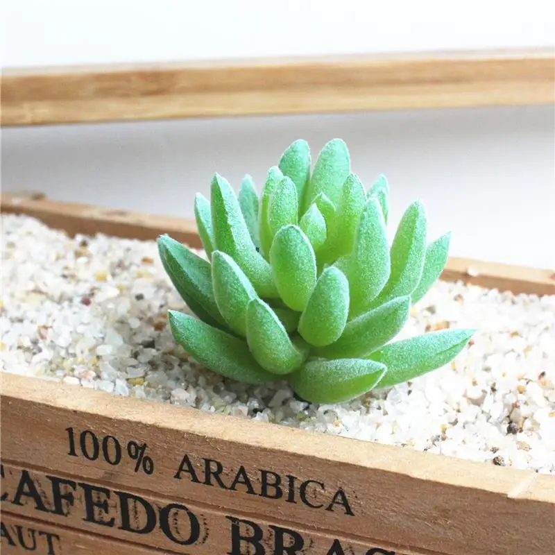 16 Artificial Succulents Green Flocking Plant Bonsai Desktop Fake Plants Valentine Day Christmas Wedding Decoration Plante - Цвет: 16