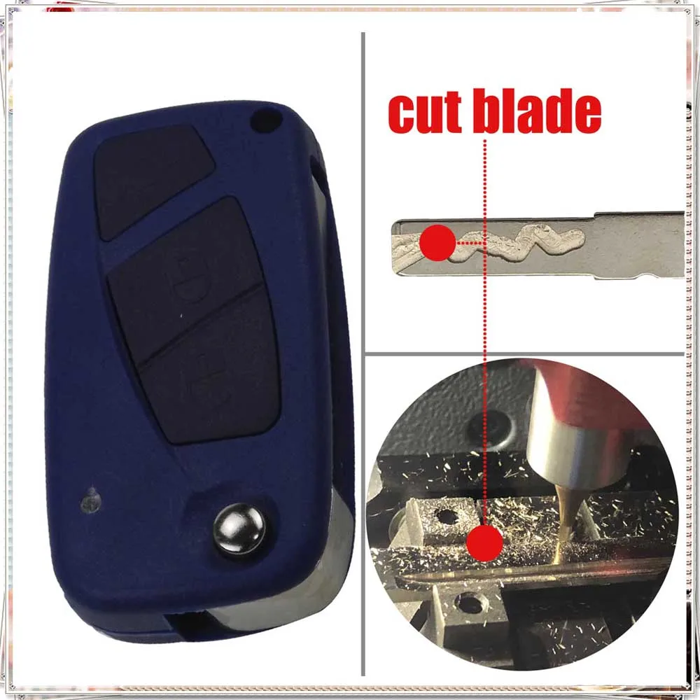Jingyuqin Cut Blade 3 кнопки флип складной дистанционный Автомобильный ключ Корпус брелок для FIAT Punto Ducato Stilo, Panda Idea Doblo Bravo