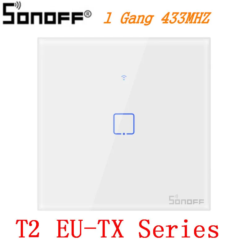 T2 EU-TX 1 Gang Sonoff T1 T2 T3 Wifi настенный переключатель беспроводной дистанционный светильник-реле приложение сенсорное управление Wifi умный переключатель работа с Google Home Alexa - Комплект: T2 EU-TX 1 Gang