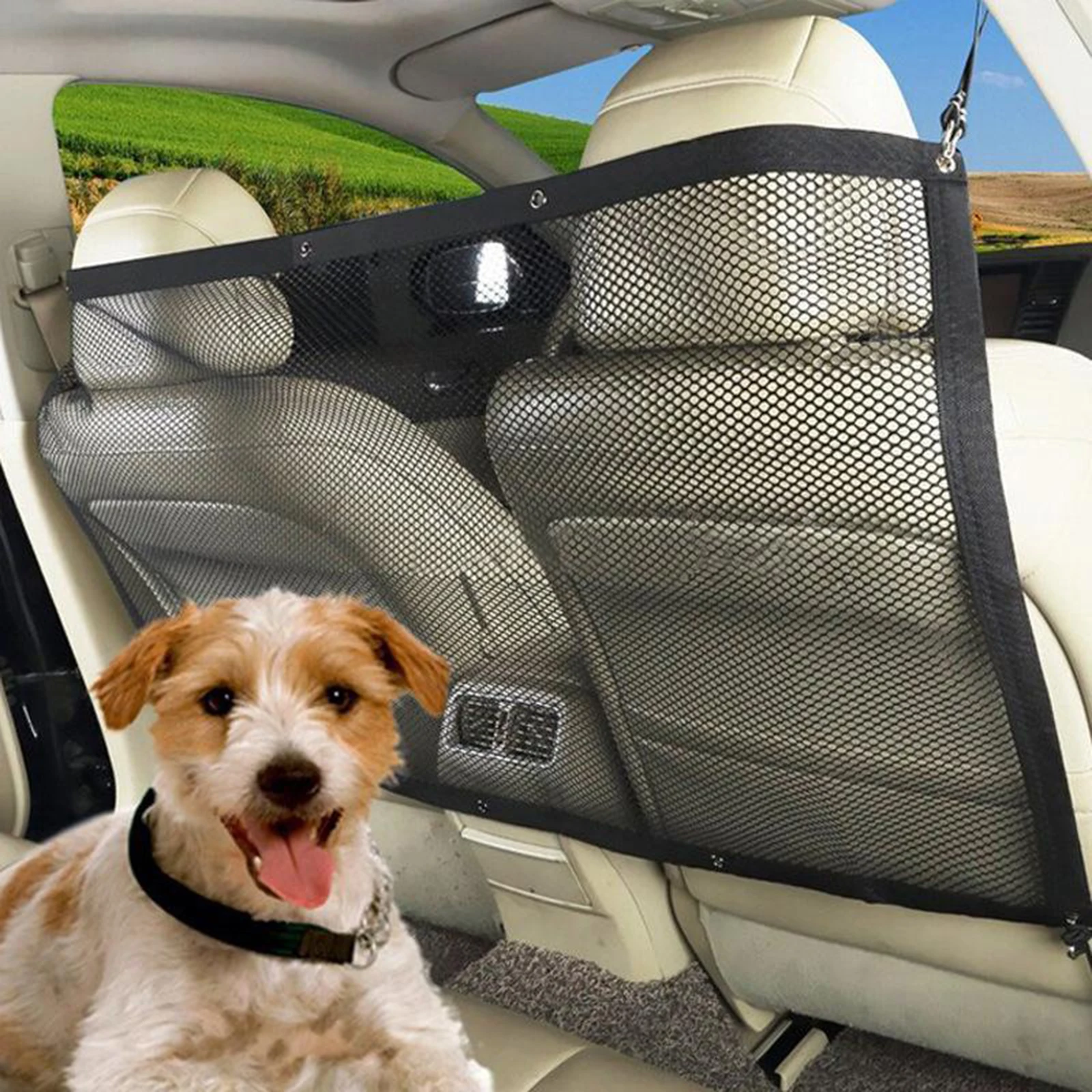 

Adjustable Sturdy Auto Safety Car Dog Barrier Rear Seat Safety Vehicle Backseat Isolation Mesh Baby Safety Divider for Pets