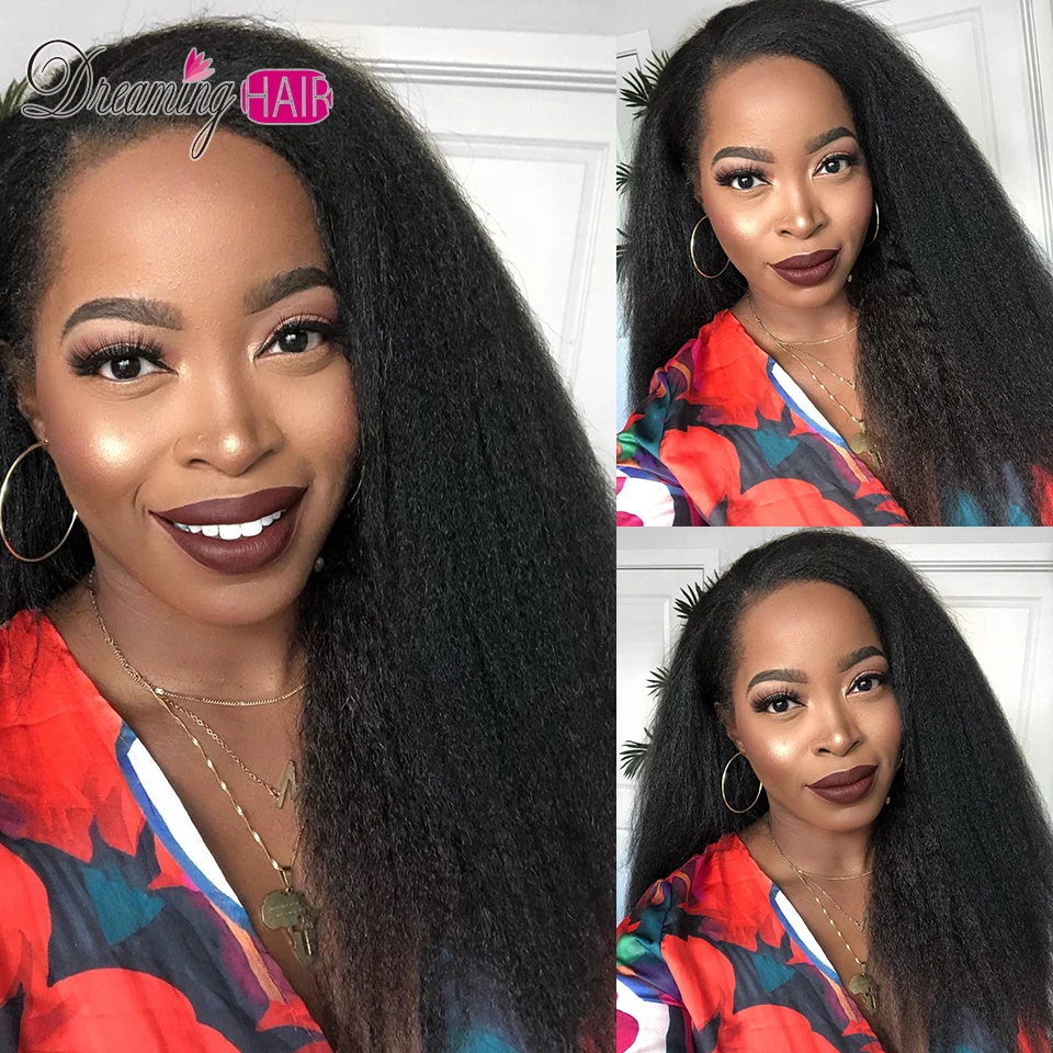 Кудрявые прямые Синтетические волосы на кружеве парик 13X4 парики из натуральных