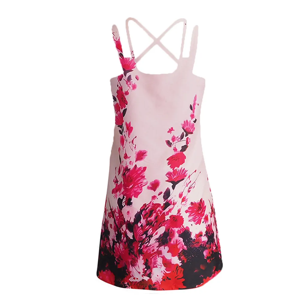 

Vintage Boho Women Dresses Summer Sleeveless Beach Printed Fashion Short Mini Dress Elegant Femme Robe 2021 Vestido De Mujer
