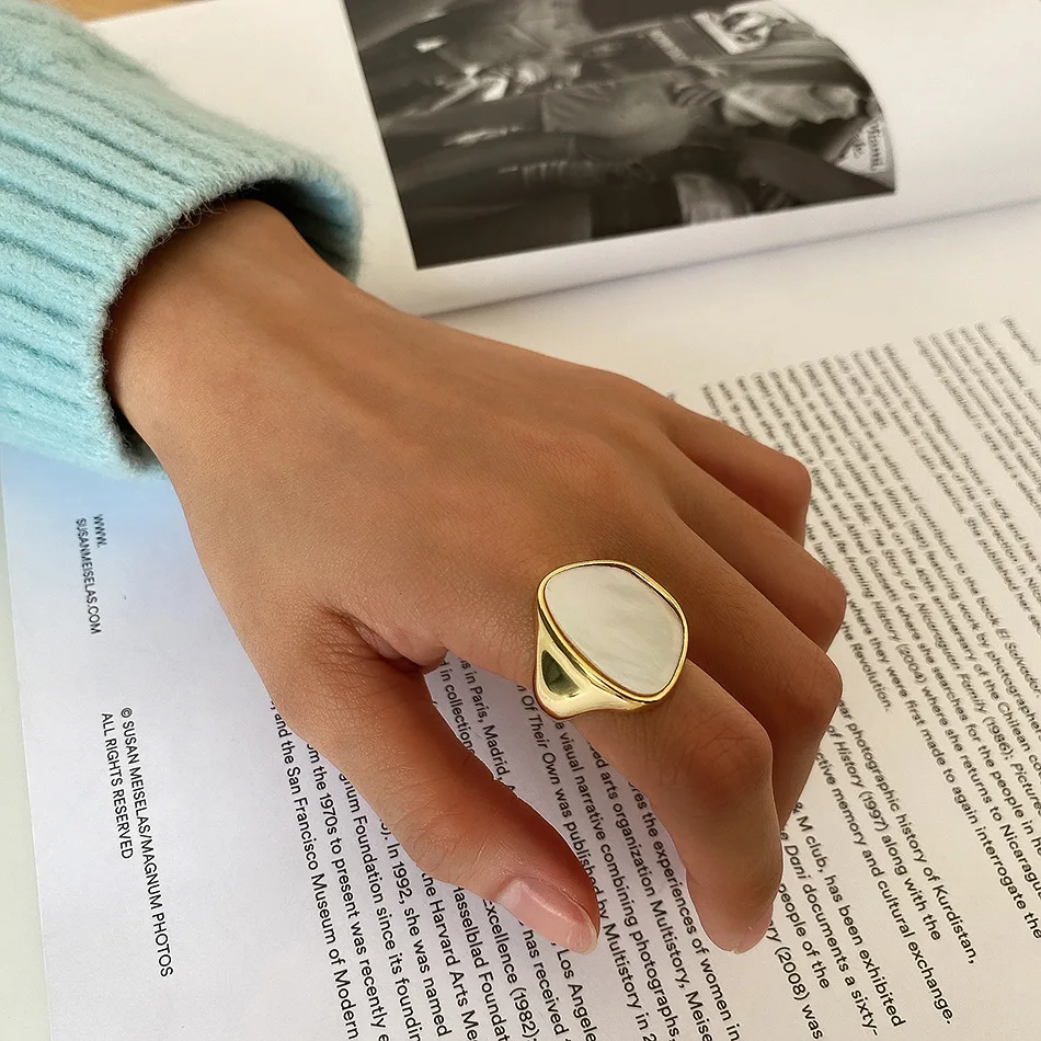 Amaiyllis 925 Sterling Silber Shell Open Ring Schwere Einstellbare Index Finger Ring Für Weibliche Schmuck Geschenk – Detail 5