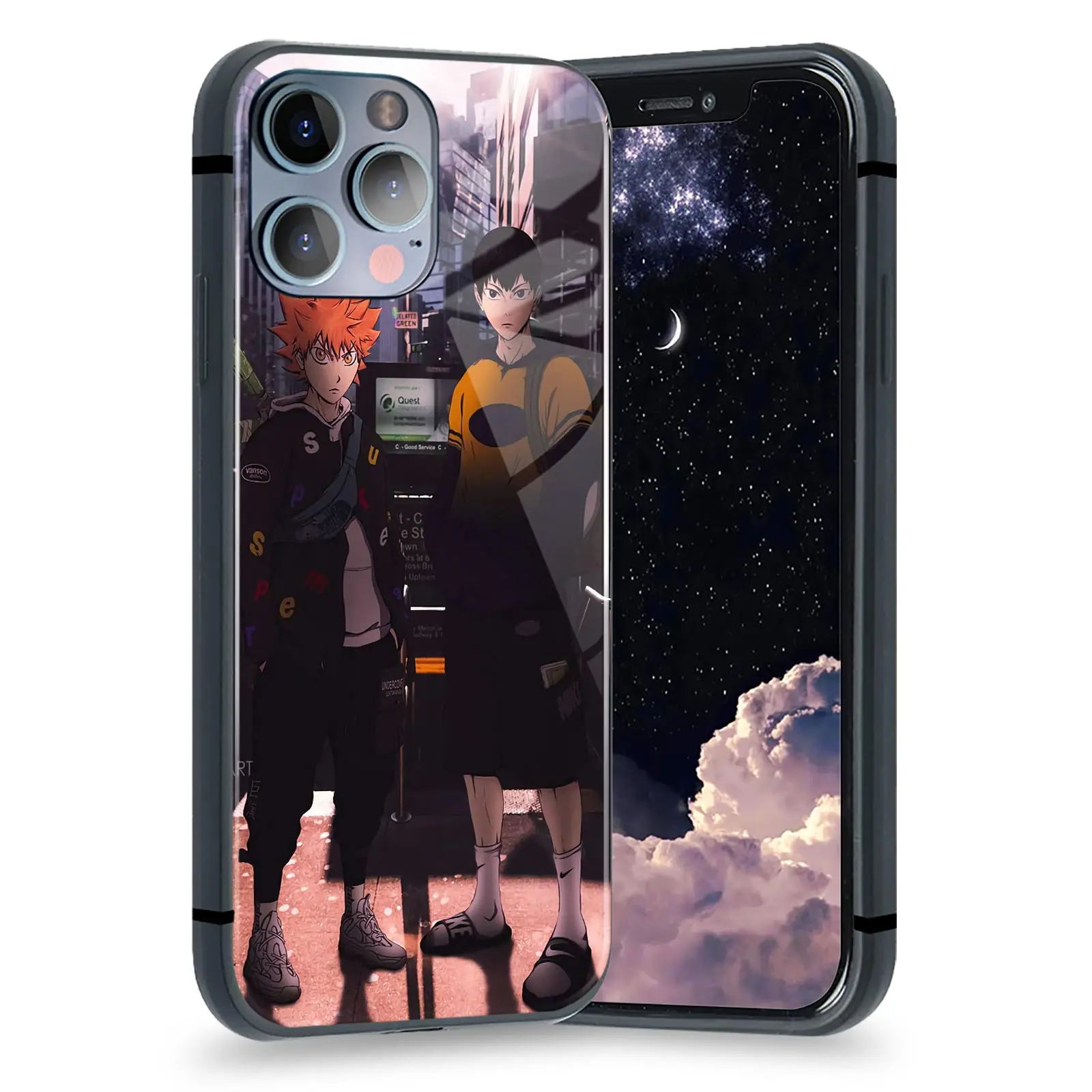 

Чехол для телефона с аниме Hinata и Kageyama Kagehina для iPhone 13 12 11 Mini Pro XS Max 6s SE X XR 7 8 Plus, Мягкий стеклянный чехол