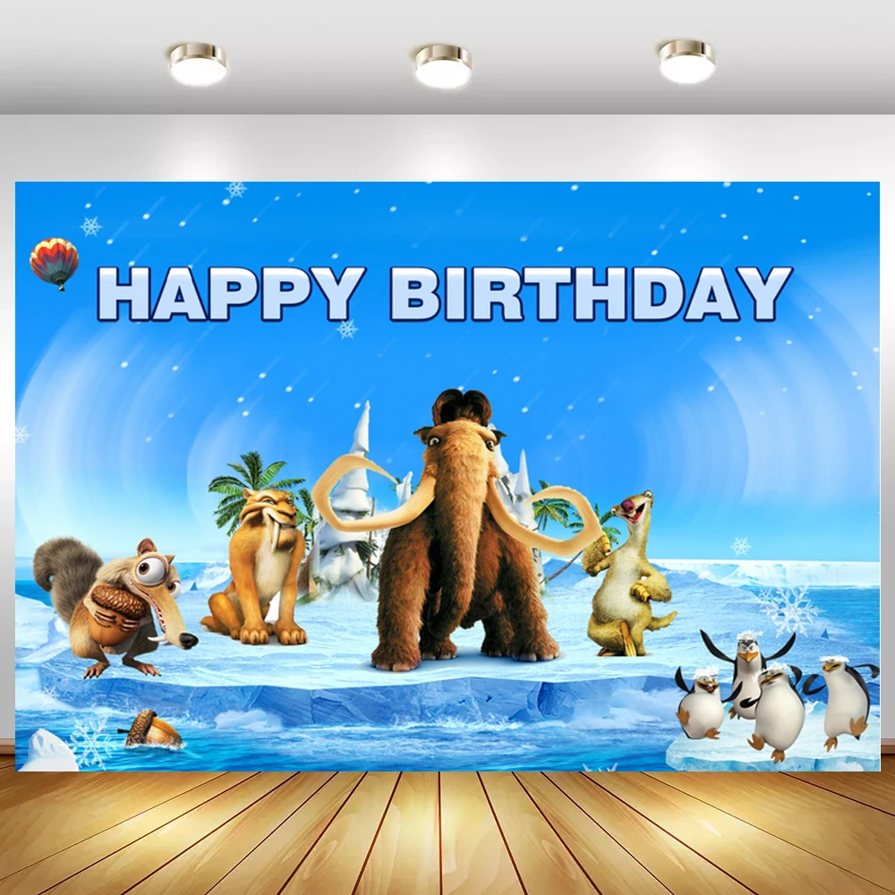 

Фон для фотосъемки новорожденных с изображением ледяной реки и животных