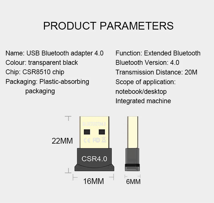 Мини USB Bluetooth адаптер CSR 4.0 Dongle Audio Receiver Беспроводной адаптер для ПК Портативный компьютер с поддержкой Windows 10/8/7/XP