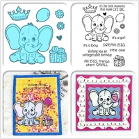 lovely elephant birthday party decoration gift balloon greetings clear stamp and cutting dies for diy scrapbooking album card