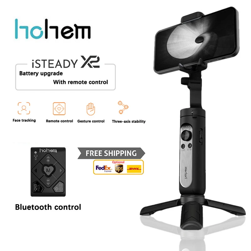 

Hohem iSteady X2 3-Axis Handheld Stabilizer Face Tracking Smart Anti-shake Selfie Stick for iPhone Smartphone Action Camera