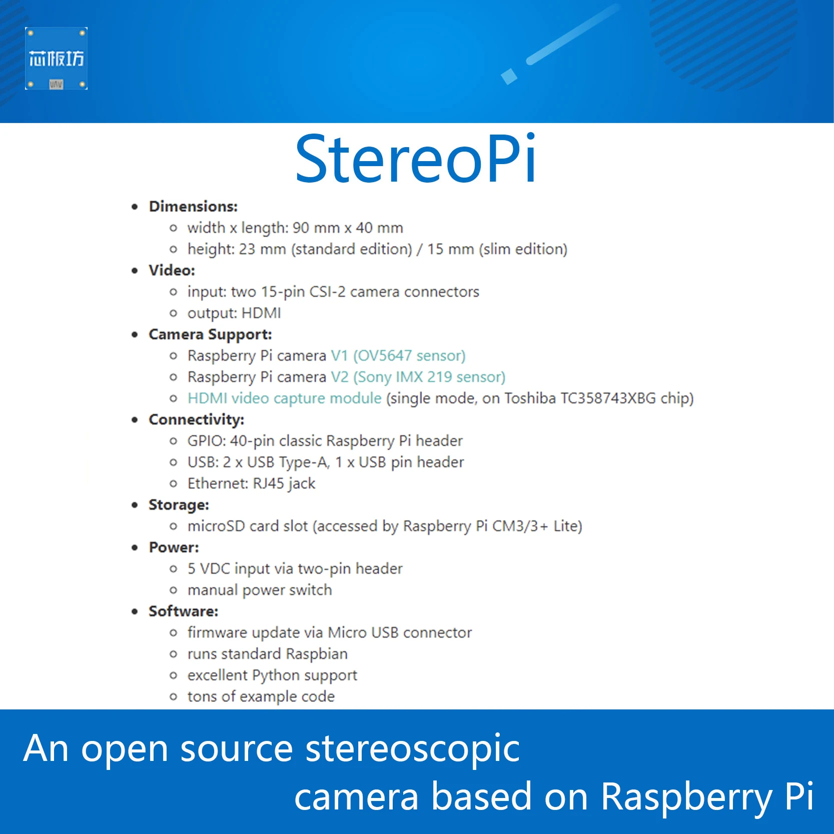 StereoPi модуль бинокулярного видения стереоскопическая камера с открытым исходным