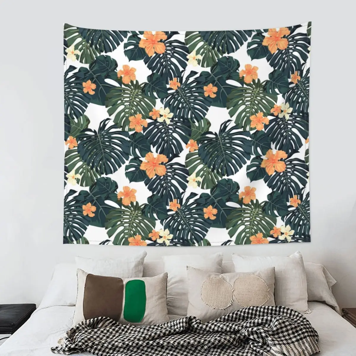 Тропический Цветущий гобелен настенный тканевый в стиле хиппи декоративное