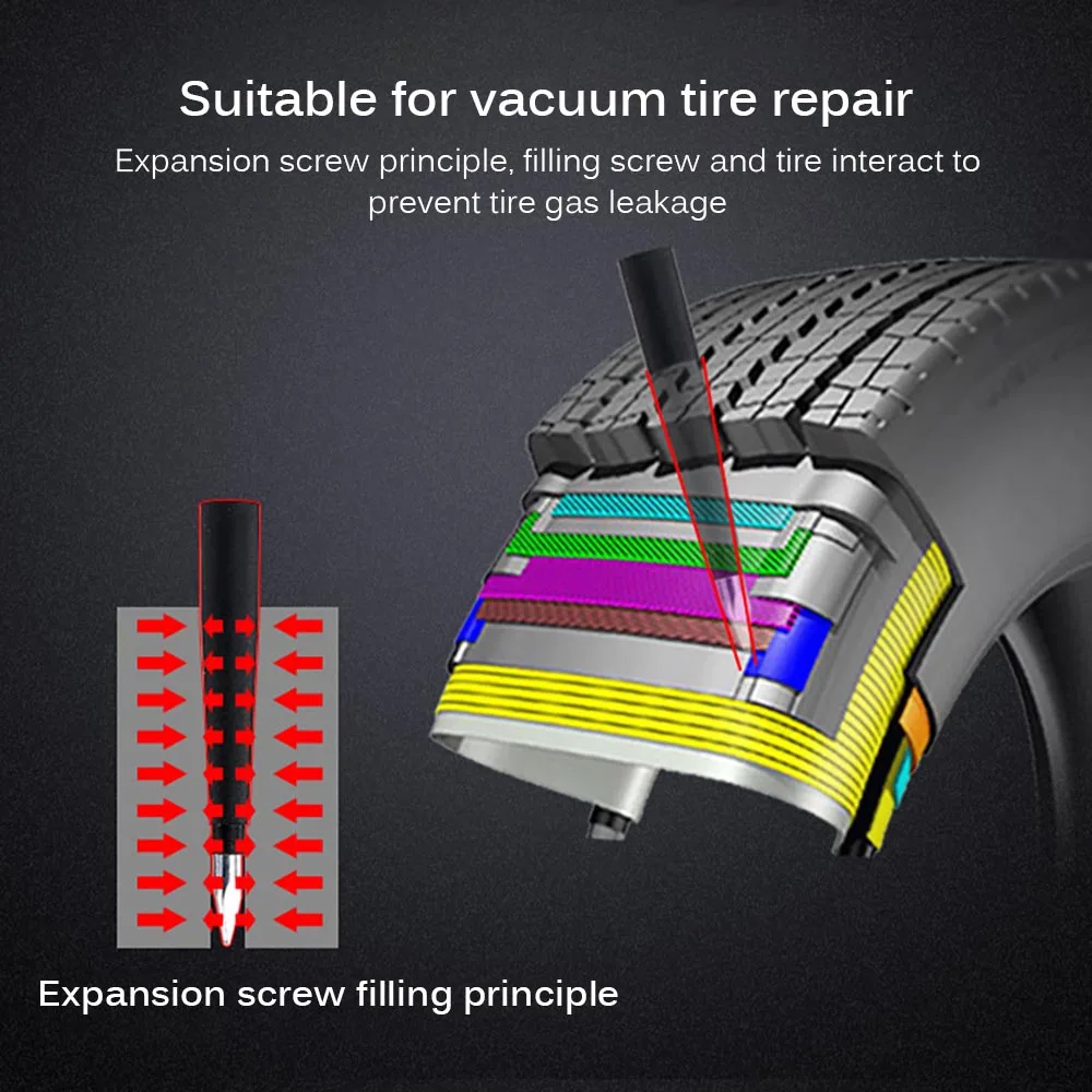 

High Quality Emergency Tubeless Tire Repair Tool Kit 15* Rubber Nails Fast Tire Repair Rubber Nail With Claw Hammer Carry Case