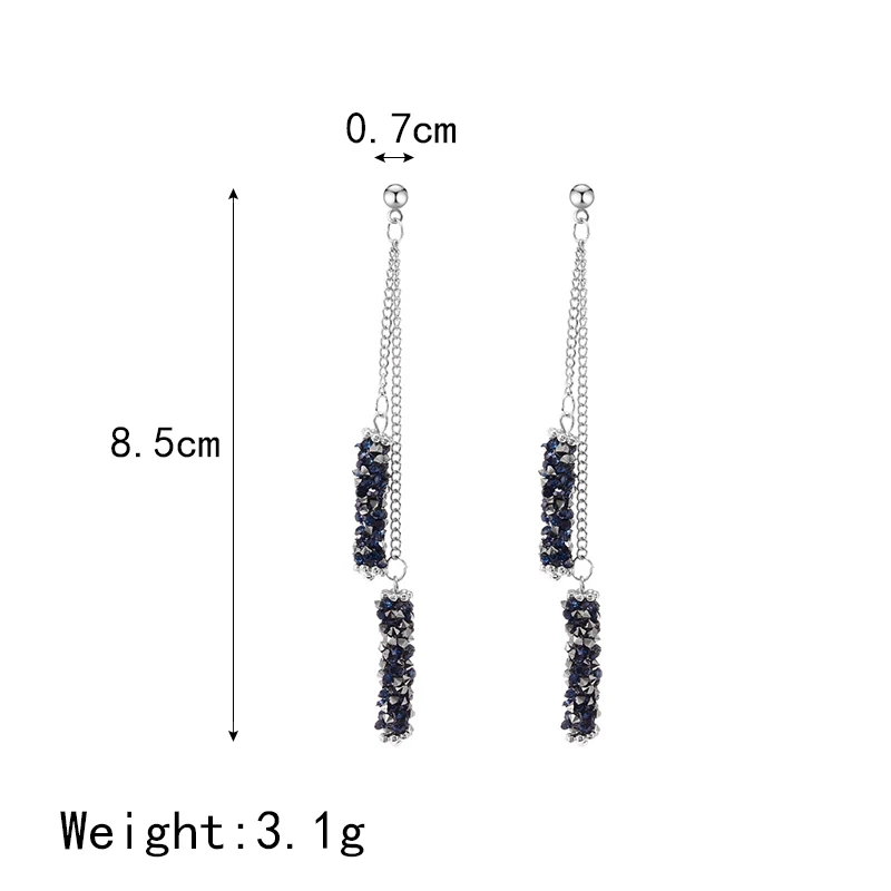 Горячая Распродажа корейские длинные серьги с кисточками эффектные голубые