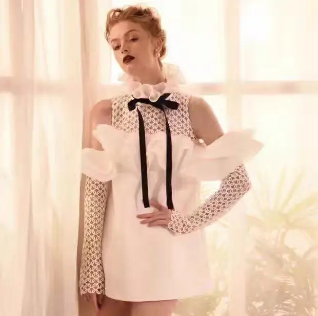 Женское сексуальное платье с открытыми плечами длинным рукавом оборками и