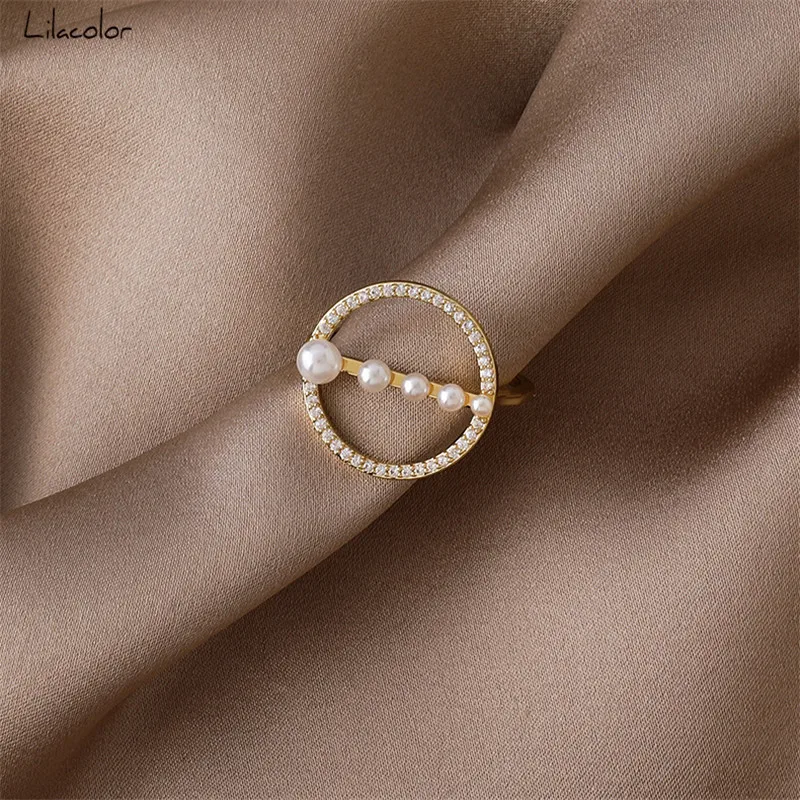 

925 Sterling Silver Vintage Pearl Rings for Elegant Women Creative Geometric Party Accessories 2020 Fine Jewelry Gifts