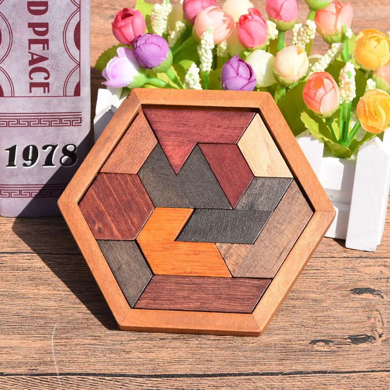 

Wooden Special-shaped Building Blocks Adult Parent-child Children Wooden Toys Hexagon Three-dimensional Puzzle Digital Puzzle